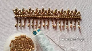Beautiful aari work sleeves design with Hanging | sleeves design using normal needle | 
