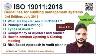 ISO19011:2018 Clause 1 to 7 #audit #principles, Types of Audit #auditor #auditee #nonconformities