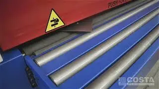 &ldquo;Vervormde platen? Geen probleem voor de Costa ontbraammachine MB6!&rdquo; Boven en onder in een doorgang.