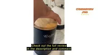 Review Bekith 3 Pack Kitchen Canisters with Bamboo Lids, Airtight Metal Canister Set, Food Storage C