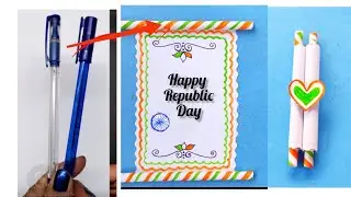 Easy white paper republic day card making with pen | republic day card | best out of waste |