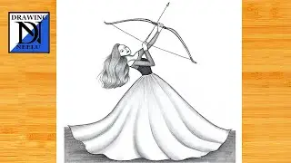 How to draw a Girl shooting Bow -Drawing easy || Pencil sketch for beginner || Girl drawing tutorial