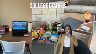 College diaries Ep 6|| cleaning + mini grocery haul|| removed my smiley piercing 🥴|| solo date