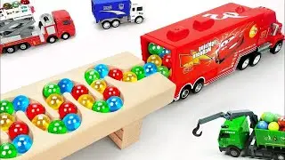 Marble Run Race ☆ HABA Slope & Retro Makita Truck, Excavator, Garbage Truck, Dump Truck, Ambulances0