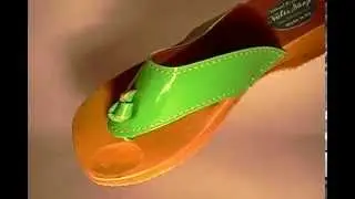 Natisshop- Natural Leather Wooden Sole Women Flip-Flops Sandals Medical Sole Green