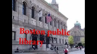 Boston Public library, great view from Boylston Street, Boston, USA