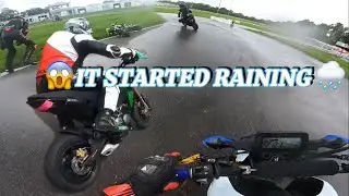 😱It Started Raining On The Track 🌧️|MINI GP Track day ,crashes & close calls