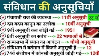 संविधान की सभी 12 अनुसूचियाँ | भारत का संविधान | Indian polity | Schedules of Indian Constitution
