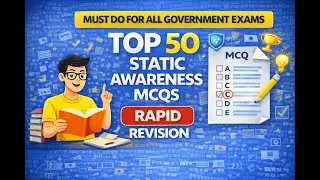 STATIC GK TOP 50 MCQS  | STATIC AWARENESS SERIES FOR ALL GOVT EXAMS