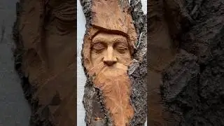 Realistic Eyes Closed Wood Carving in Cottonwood Bark #woodart #woodcarving #realistic