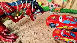 Dinosaur And Mcqueen Cars | Mcqueen Car And Truck And Police Bike #cartoon #car #toys #police #jcb 
