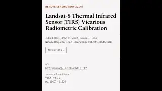 Landsat-8 Thermal Infrared Sensor (TIRS) Vicarious Radiometric Calibration | RTCL.TV