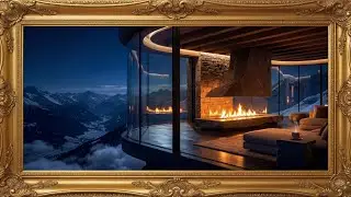 Skydreams | Luxury Mountain Fireplace 🔥 | 4K Winter Ambience for Sleep & Study
