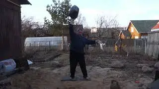 59KG STONE PRESS IN VERTICAL POSITION 3 REPS ЖИМ КАМНЯ 59КГ ВЕРТИКАЛЬНО 3 РАЗА