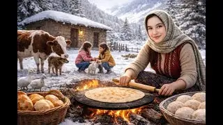 Village Life in IRAN : Surviving A Freezing Winter | Baking Bread & Cooking 