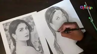 Sketching Ayeza khan  portrait sketching: A Portrait in Progress | TSOAD