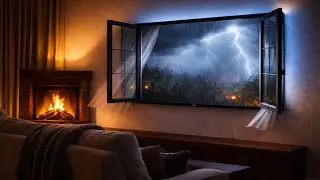 Thunderstorm Sounds for Sleep &bull; Fireplace Ambience &bull; Relaxing Rain Window Perspective (3 Hours)