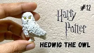 Harry Potter hedwig owl with polymer clay. Harry Potter miniature
