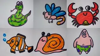 Easy Cute Animals And Insect Drawing Tutorial for kids | Creative Cartoons character, Bug, drawing