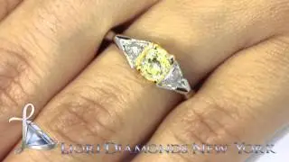FD-159 - 1.35 Carat Cushion Cut Fancy Yellow Three Stone Diamond Engagement Ring 14k Gold