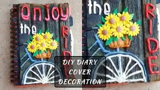 DIY Diary Cover Decoration | Handmade Clay Art Notebook Cover | Aesthetic Journal Craft