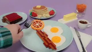 Lego Breakfast with Eggs, Bacon, Toast and Pancakes | Stop Motion Cooking ＆ ASMR