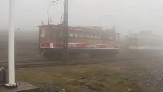 Shunting Snaefell Mountain Railway Trams in the mist 120th Anniversary