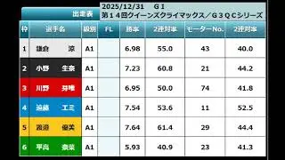 ボートレース大村　２０２５年１２月３１日　ＰＧ１第１４回クイーンズクライマックス＆シリーズ戦　１２Ｒのクイーンズクライマックス戦の優勝戦 #ボートレース #ボートレース大村 #大村 #鎌倉涼