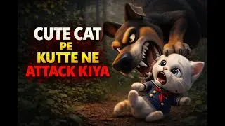 Cat mini pe kutte ka attack | meow meow cat attacked by dog #catcartoon #meow