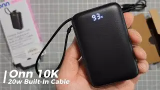 Onn 10K Built-In USB-C Cable 20w Power Bank Unboxing and Overview