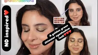 A golden green shimmer eye look❤️❤️❤️@NatashaDenona golden and yucca eyeshadow palette 