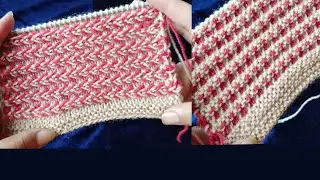 Horizontal Two colours knitting design/ reversible knitting design in two colours.