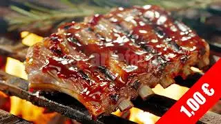 HD Sizzling BBQ Ribs Stock Video