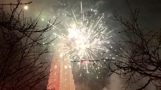 New Year’s Eve 2018 Fireworks in Reykjavik, Iceland at Hallgrimskirkja Church