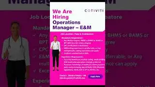 💥COTIVITI | Hiring | Operations Manager| E&M Medical Coding | Coimbatore & Pune #Jobs #India
