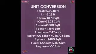 conversion table | site engineer pocket data | #youtubeshorts #ytshorts #trending #shorts #education