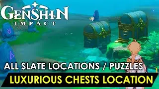 Genshin Impact  - All 7 Stone Slates Puzzles and Luxurious Chests (Tsurumi island) Full 100% Guide
