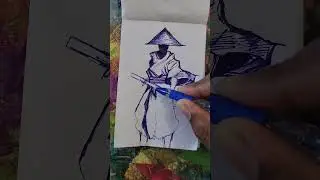Samurai Pen Sketch | Hand-Drawn Ink Art #art #sketch #pensketch