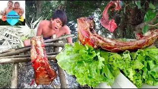 Primitive Technology - Cooking roast beef and eating delicious in jungle #0027