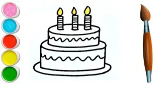 Cake Drawing painting Coloring for kids | How to draw cake | Kids Drawing | Kids video | Easy #cake