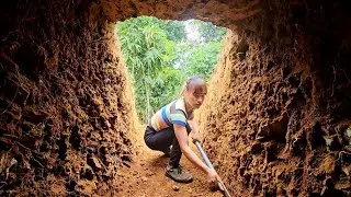 7 days of building an underground shelter to survive alone in the rainforest