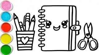 Cute Book Pencil Scissors Drawing Painting Colouring for kids, Toddlers Easy step by step Drawing...
