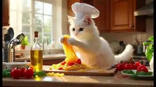 A cat is making noodles | chef cat | #cartoon #funny #aivideo #catvideos #cat 