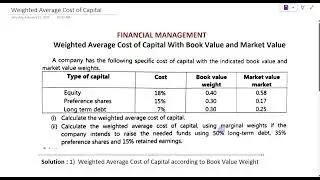 Weighted Average Cost of Capital With Book & Market Value|FINANCIAL MANAGEMENT|Capital Structure MBA