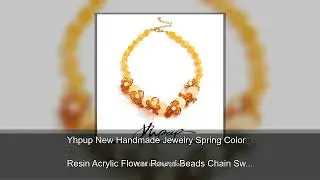 Yhpup New Handmade Jewelry Spring Color Resin Acrylic Flower Round Beads Chain Sweet Necklace W