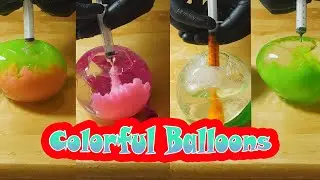 Cutting Frozen Colorful Balloons with a Surprise Inside &ndash; Color Mixing Challenge - ASMR, Satifying