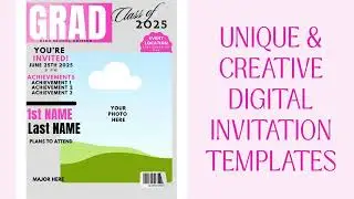 Graduation theme invitation template, magazine invite, grad magazine invite, girl's graduation