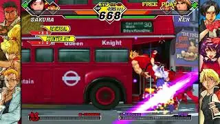 Capcom VS SNK 2: Mark Of The Millennium 2001 - Ryu, Sakura Arcade Mode Playthrough w/Ver. 2K25 Sound
