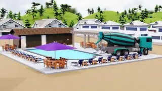 Swimming Pool Construction Video For Kids | Vehicle for kids #trucks Excavator, Concrete Mixer Truck