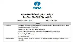Tata steel apprenticeship 2023 apply processing | Tata Apprenticeship 2023 | Apprenticeship apply
